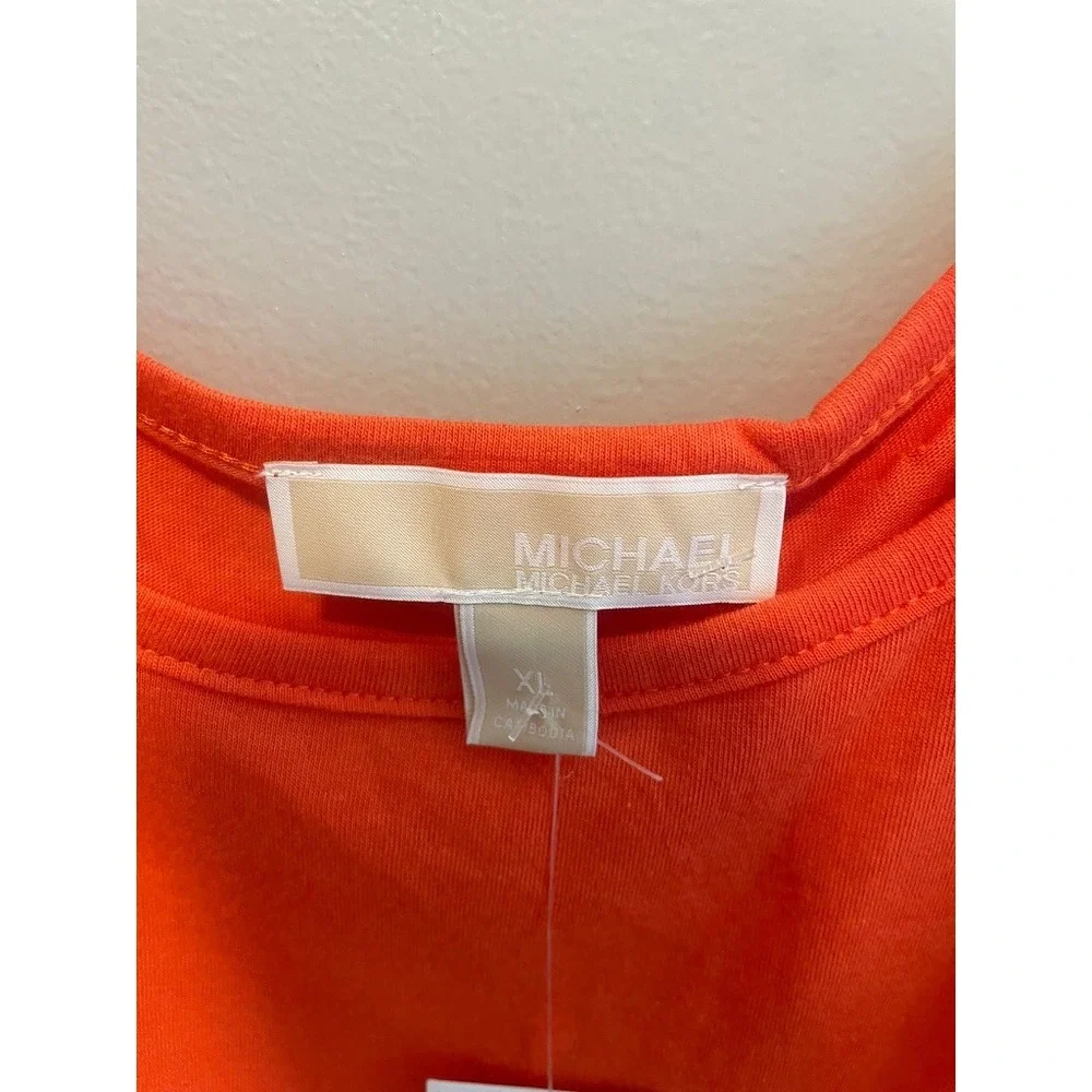 Michael Kors Womens Zinnia Cold Shoulder Chain Strap Top QS250TQ6TF Orange XL
